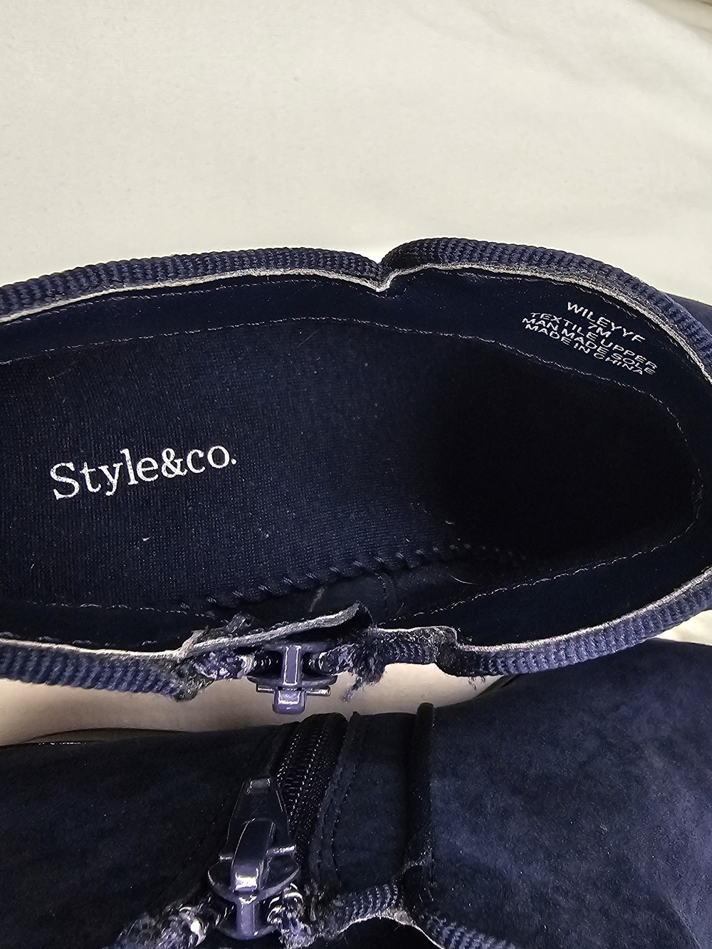 Style & Co. Wileyy Navy Faux Suede Ankle Booties Low Block Heel - Picture 13 of 16